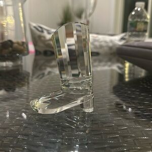 Cowboy crystal boot paperweight or keepsake